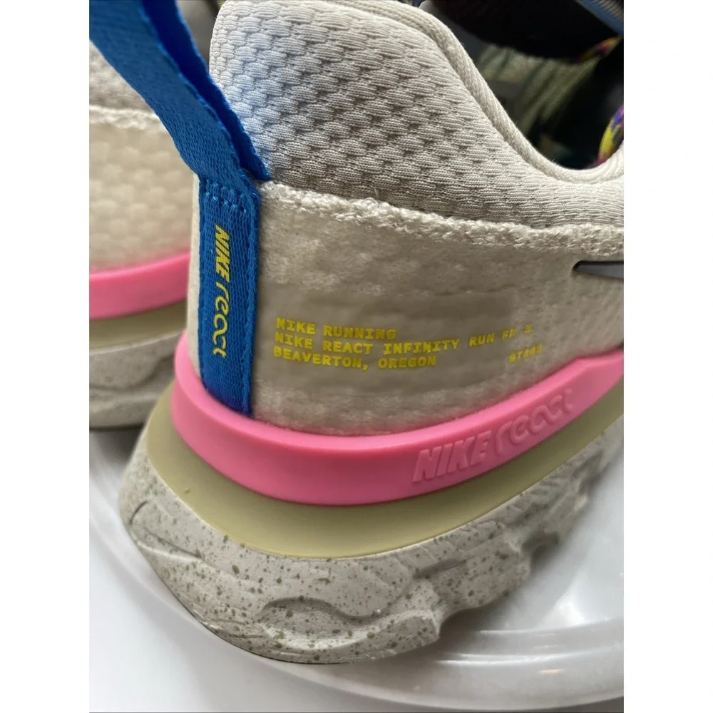 Nike Mens React Infinity Run Flyknit 3 Sail Pinksicle Earth FJ7068-120 Size 11.5